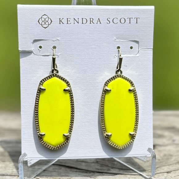 Kendra Scott Elle Drop Earrings Gold - Neon Yellow